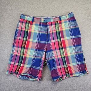 Peter Millar Plaid Shorts Mens 34 Colorful Pink Blue 100% Cotton Casual‎